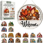 16PCS Interchangeable Welcome Sign for Front Door Seasonal Magnetic Wooden by Unknown