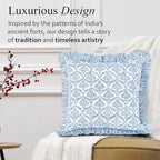 CPC Indigo Regal Hand Block Print 100% Cotton Ruffle Throw Pillow Cover 24x24 inch with Hidden Zipper Decorative for Couch, Bed, Sofa, Farmhouse, Cottagecore Decor Gift Christmas Fall Thanksgiving - Image 4