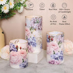 Hydrangea Rose Flameless Candles with Remote Control & Timer Function - Real Wax Glass Battery Operated Candles - Home Farmhouse Holiday Christmas Valentine's Day Decorations - Set of 3 - Image 6