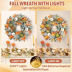 Yastouay 22" Fall Wreaths for Front Door, Fall Door Wreath with Lamb Ears Leaves Pumpkins Berries & Ferns Autumn Wreath for Home Porch Wall Outside Thanksgiving Decor - Image 6