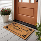 Funny Coir Doormat We Are Covered Psalms 91 Welcome Front Door Porch Patio Decor Doormats For The Entrance Way Outside Personalized Rugs with Heavy-Duty Back Non Slip Outdoor Mat 23.6 x 15.7 inch - Image 2