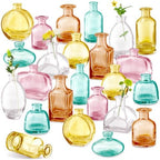 Color Bud Vases in Bulk - Set of 24 Mini Glass Bud Vases by DOLEEYAE