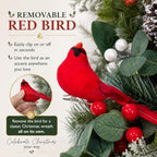 Christmas Wreath for Front Door, 28" Cardinal Winter Wreath with Berries - Image 4