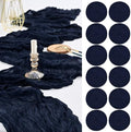 12 Pack Navy Blue Cheesecloth Table Runner,20x120 in Table Runner by FXKS
