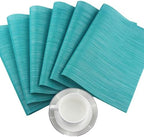 PIGCHCY Placemats Set of 12 Washable Durable Place Mats Vinyl Heat Resistant Non-Slip Table Mats Indoor Outdoor (Turquoise) - Image 7