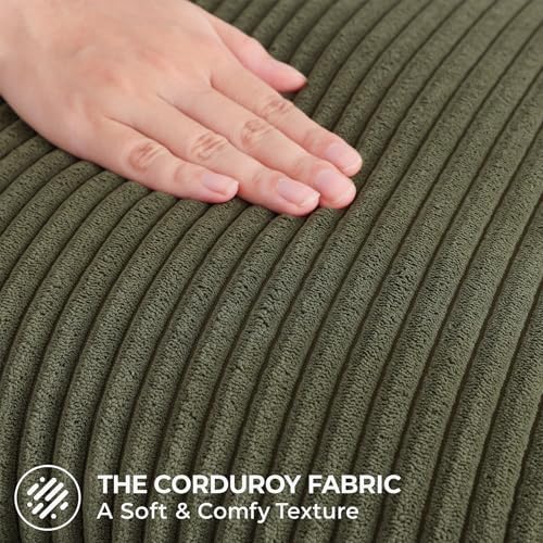Mecatny Corduroy Fall Throw Pillow Covers 24x24 Set of 2 Olive Green - Image 4