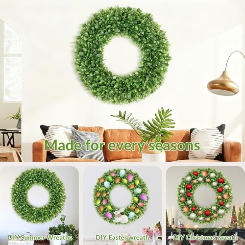 32 inch Artificial Large Boxwood Wreath for Front Door, Greenery Spring Summer Wreath for All Seasons, St Patrick's Day Decoration, Farmhouse Garden Wedding Indoor Outdoor Decor - Image 4