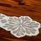 CLEENTABLE Beaded Table Runner, White Silver, 36x13 - Image 3