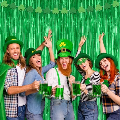 ZATAYE 12 Pack Green Christmas St Patricks Foil Curtain Decorations - Image 7