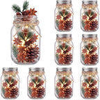 Blushtier 8 Sets Christmas Table Centerpieces Winter Mason Jars Centerpiece Table Toppers Decor with LED Light Pine Cones and Greenery Holiday Gifts for Wedding Birthday Party Supplies Home Office by Blushtier