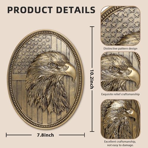 Vintage American Eagle Wall Sculpture, Antique Wall Decor, 4th of July Decor, Hand Painted Wall Decoration with Embossed Eagle Design, 250 Anniversary USA Decor, Patriotic Decoration for Bedroom Living Room Hallway, Housewarming Gifts - Image 3