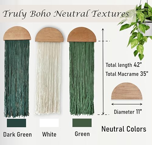 Induslyfe Macrame Wall Hanging 3 pcs Tapestry Woven Boho Home Chic Wall decor Bohemian Geometric Art Decor Bedroom Nursery Apartment Dorm Decoration Minimalistic Sage Green gift Birthday Xmas - Image 3