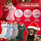 Personalized Dog Christmas Stockings,Custom Embroidered Pet Name & Bone Shape Stocking for Pet,Red Green White Cable Knit 15.7” Large Dog Stocking for Fireplace Holiday Decor Gifts(4 Pack) - Image 3
