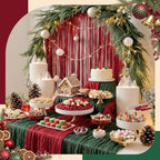 Remagr 12 Pcs Christmas Cheesecloth Gauze Table Runners, Red and Green - Image 3