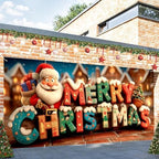 Santa Claus Garage Door Banner 16x7 Ft - Bold MERRY CHRISTMAS Text for 2 Car Garage Outdoor Indoor Decor - Image 6