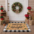 Tinideya 2 Pcs Christmas Door Mat Outdoor Layered Merry Bright Welcome Mat - Image 6