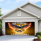 16x7FT 250 Years of Freedom Garage Door Banner, Ameri-ca Eagle with Fire Wings Design 1776–2026, Extra Large Patriotic Outdoor Garage Door Cover for Independence Day Decor - Image 5