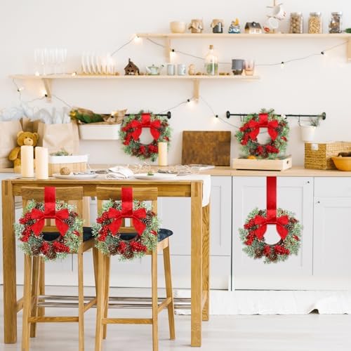 Dingion 6 Pcs 6" Norfolk Christmas Mini Cabinet Wreaths for Kitchen - Image 5