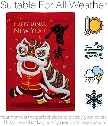 Bring Good Luck New Year Garden Flag Set Wood Dowel Spring Lunar Prosperous Seasonal Arrival Blessing House Decoration Banner Small Yard Gift Double-Sided, Made in USA - Image 6