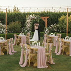 MDS Pack of 10 | Dusty Pink | 14ft Chiffon Table Runner 29x170 Inches Long Romantic Rustic Sheer Gauze Runner for Wedding Bridal Shower Birthday Banquets Engagement Spring Easter Boho Decorations - Image 2
