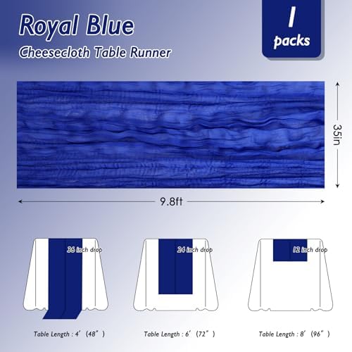 12 Pack Royal Blue Cheesecloth Table Runner 120 Inch Boho Wedding Decor - Image 2