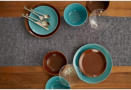 Solino Home 100% Pure Linen Table Runner Black Long, Athena 14 x 156 in - Image 3