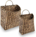 84ECO Set of 2 Black Wicker Hanging Baskets by 84ECO