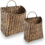 84ECO Set of 2 Black Wicker Hanging Baskets by 84ECO