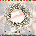 Yawwind 20 Inches White Winter Wreath Winter Wreaths for Front Door White Berry Wreath for Farmhouse Indoors Outside Kitchen Wall Porch Christmas Winter - Image 5