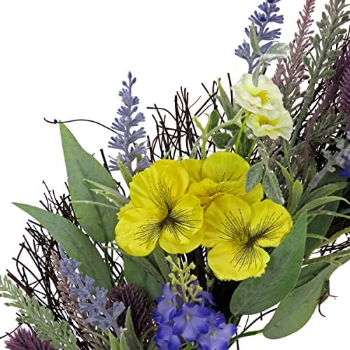 National Tree Company 22 inch Artificial Spring Wreath with Pansy Blooms, Lavender, and Assorted Blossoms, Realistic Floral Decoration for Front Door or Indoor Décor - Image 3