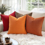MIULEE Euro Corduroy Throw Pillow Covers Set of 2 24x24 Christmas Red - Image 2