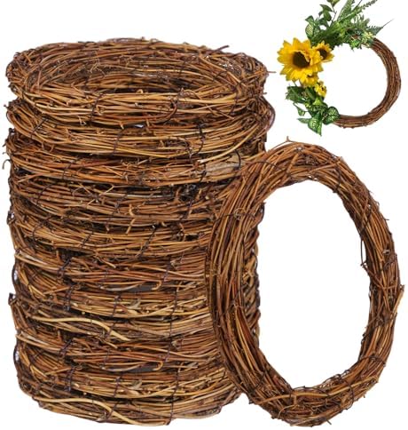 14 Pcs 8 inch Natural Grapevine Wreath Set, Hand-Woven Vine Branch Wreaths for DIY Crafts, Christmas Decorations, Home & Event Styling by KUKLIPJIM