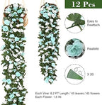 BLEUM CADE 12Pcs 16.4Ft Fake Flower Garland Artificial Rose Vines - Image 2