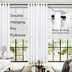 KOUFALL 105 Inch Curtains for Bedroom Living Room, Blackout Room Darkening Grommet Thermal Curtain Drapes for Sliding Glass Patio Doors,Set 2 Panels, 105 in Length, White - Image 2