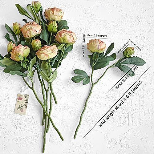 FiveSeasonStuff Vintage Dusty Coral Pink Peonies — Artificial Silk Flowers with Intentional Aged, Naturally Textured Petals, 6 Stems - Image 5