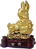 Betterdecor Gold Color Feng Shui 12 Chinese Zodiac Animal Statue Figurine Home Office Decoration and Gift for New Year Holidays and Birthday (Zodiac Rabbit) by Betterdecor