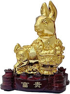 Betterdecor Gold Color Feng Shui 12 Chinese Zodiac Animal Statue Figurine Home Office Decoration and Gift for New Year Holidays and Birthday (Zodiac Rabbit) by Betterdecor