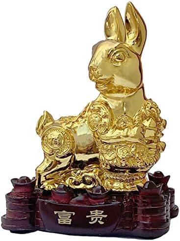 Betterdecor Gold Color Feng Shui 12 Chinese Zodiac Animal Statue Figurine Home Office Decoration and Gift for New Year Holidays and Birthday (Zodiac Rabbit) by Betterdecor