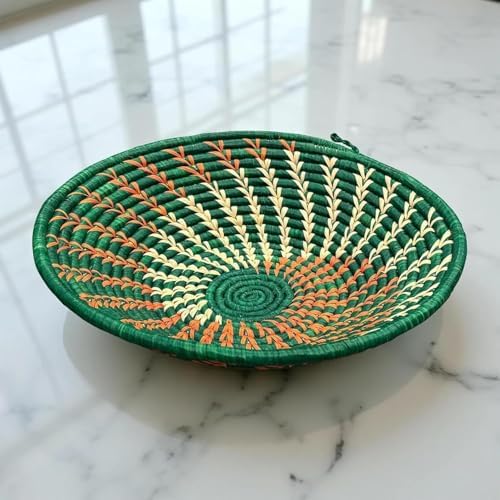 Handwoven African Basket Bowl for Fruits Wall Decor 12in diameter - Image 4