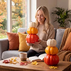 Marsui 2 Set 11.8'' Fall Stacked Pumpkins Table Centerpiece Indoor - Image 4