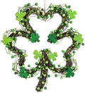 St Patricks Day Wreaths for Front Door, Artificial Shamrock Wreath Wood Lucky Clover Door Decorations with Green Berries for Spring Wall Mantel Window Home Party Decor by Besteek