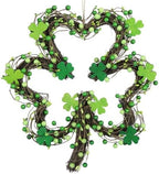 St Patricks Day Wreaths for Front Door, Artificial Shamrock Wreath Wood Lucky Clover Door Decorations with Green Berries for Spring Wall Mantel Window Home Party Decor by Besteek