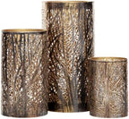 Deco 79 Metal Indoor Outdoor Candle Lantern 12", 9", 5"H, Brushed Bronze - Image 2