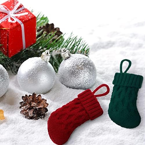 BBTO 30 Pcs Mini Christmas Stockings, 5 Inch Knitted,Red, White, Green - Image 5