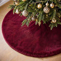 Viorawhite Burgundy Christmas Tree Skirt, 48 Inch Faux Fur Tree Skirts by VioraWhite