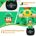 6FT Tall St. Patricks Day Inflatables Leprechaun Holding Lucky Shamrock Sitting on the Pot of Gold Built-in LED Lights for St. Patricks Day Decorations Outdoor - Image 4