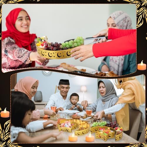 4 Pcs Eid Mubarak Trays Decor Ramadan Moon Serving Trays Star Islam Muslim Food Serving Tray Iron Tray Decorations for Ramadan Islam Party Dessert Pastry Display Holder Decoration - Image 5