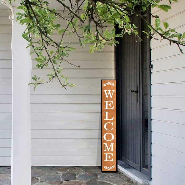 48 * 8 Inch - Welcome Sign for Front Door - Large Wood Plank Set, Standing/Hanging Porch Decor, Rustic, Indoor/Outdoor - Image 2