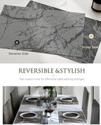 Leetaltree Woven Vinyl Placemats Set of 12,Black Marble - Image 3