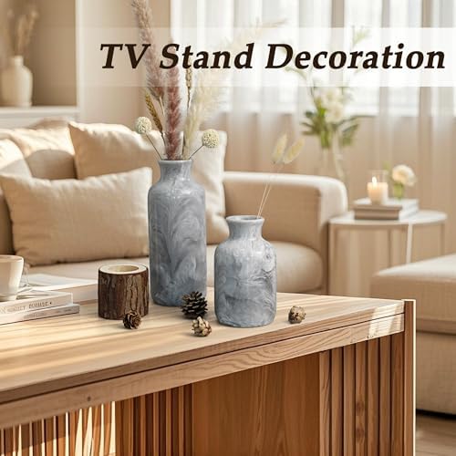YMXYJM Resin 3 Piece Decorative Vase Set, Grey Farmhouse Home Decor - Image 5